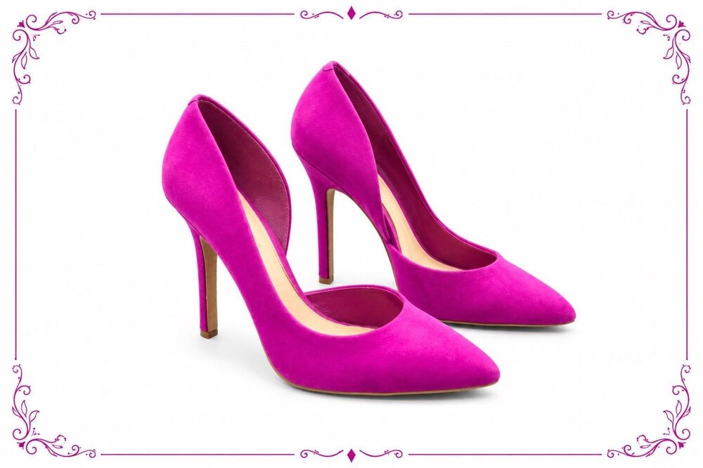 BCBG Hot Pink Fushsia Soft Suede Like Heels Women's US 8.5